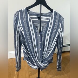 a.n.a Navy and White Striped Blouse